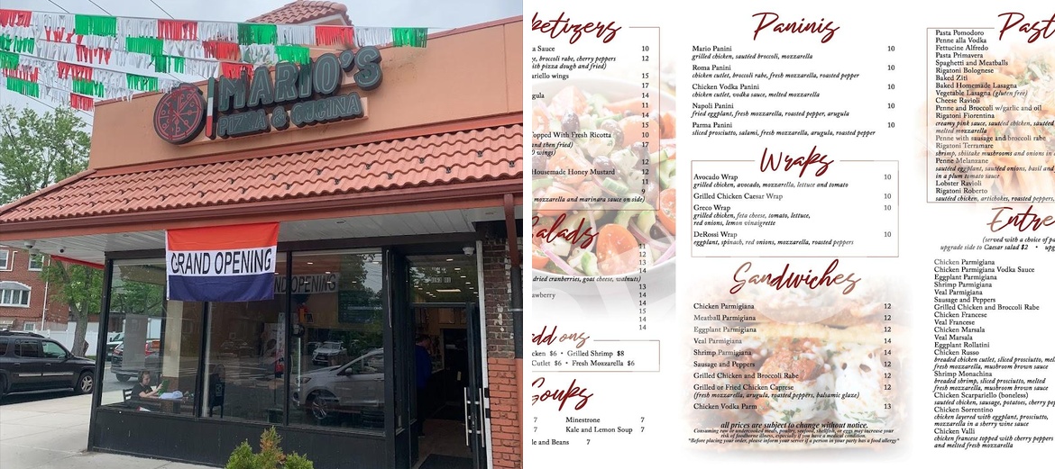 Mario's Pizza & Restaurant Menu